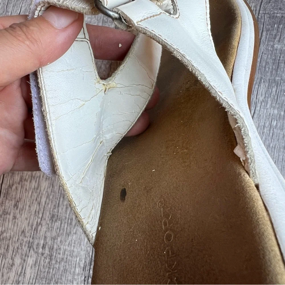 Rockport Woman’s Slides Thong Sandal White Leather Size 8.5